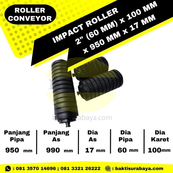 Impact Roller Conveyor 2" Inch (60) x 100 x 950 mm As17 Stone Crusher