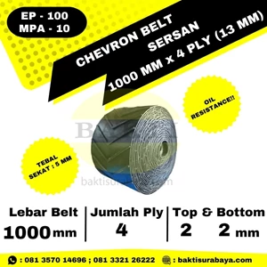 Karet Belt Sersan Oil Resistance 1000 mm x 4 Ply (13 mm) EP 100