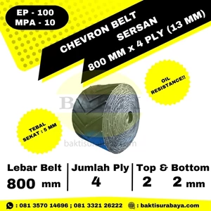 Karet Belt Sersan Oil Resistance 800 mm x 4 Ply (13 mm) EP 100