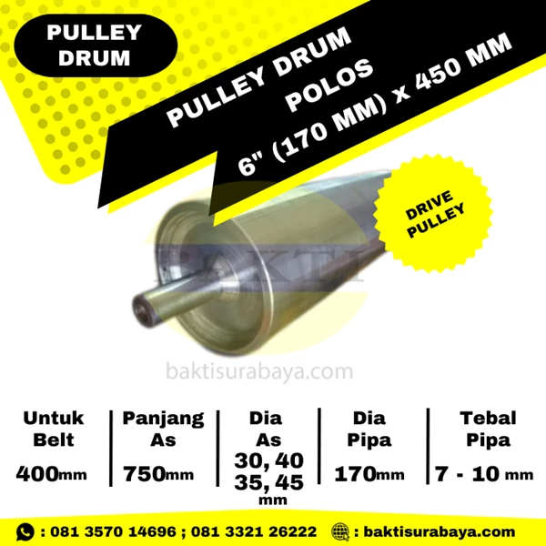 Pulley Drum Conveyor Polos 6" Inch (170 mm) x 450 mm Drive Pulley