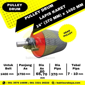 Pulley Drum Lapis Karet 14" Inch (370 mm) x 1450 mm Head Pulley